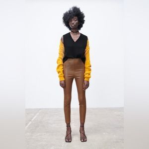 NWT ZARA HIGH-WAISTED FAUX LEATHER LEGGINGS